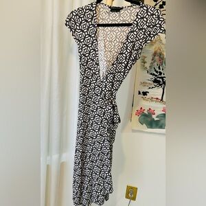 Black & White Geometric Wrap Dress